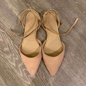 ASOS DESIGN Pointed Ballet Flats in Beige Suede